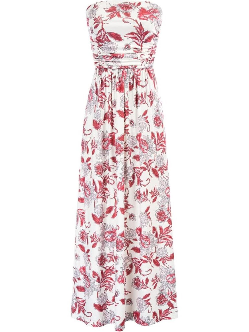 Women's Maxi Dress Floral Pink Strapless Neck Sleeveless A LINE Summer Comfort